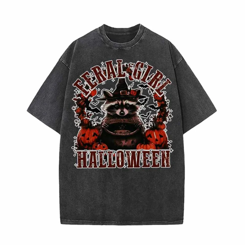 Feral Girl Raccoon Vintage Washed T-shirt sold by GTHIC