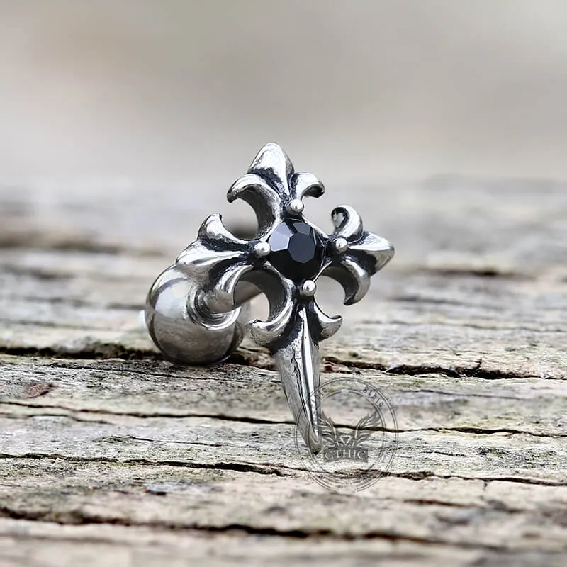 Cross Inlaid Black Stone Stainless Steel Earrings sold by GTHIC product image thumbnail 3