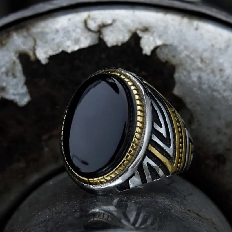Retro Oval Gem Stainless Steel Ring sold by GTHIC