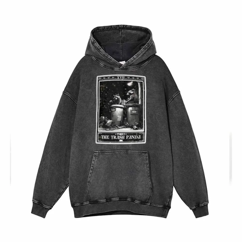 The Trash Panda Tarot Card Vintage Washed Hoodie sold by GTHIC