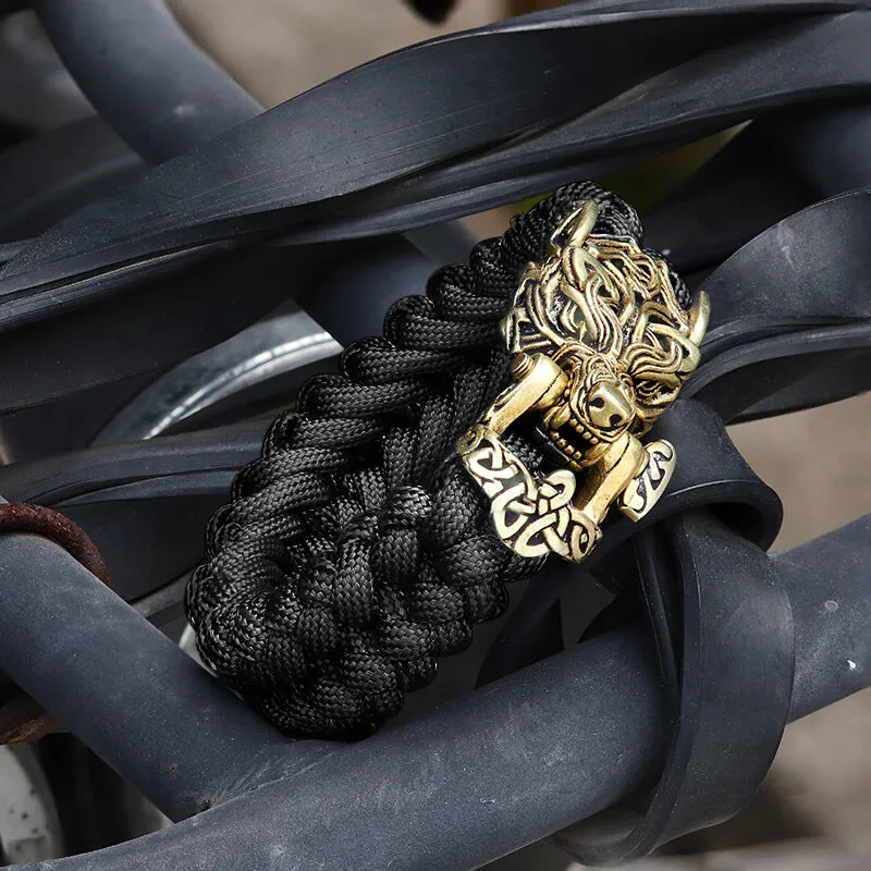 Celtic Wolf Brass Paracord Bracelet sold by GTHIC product image thumbnail 3