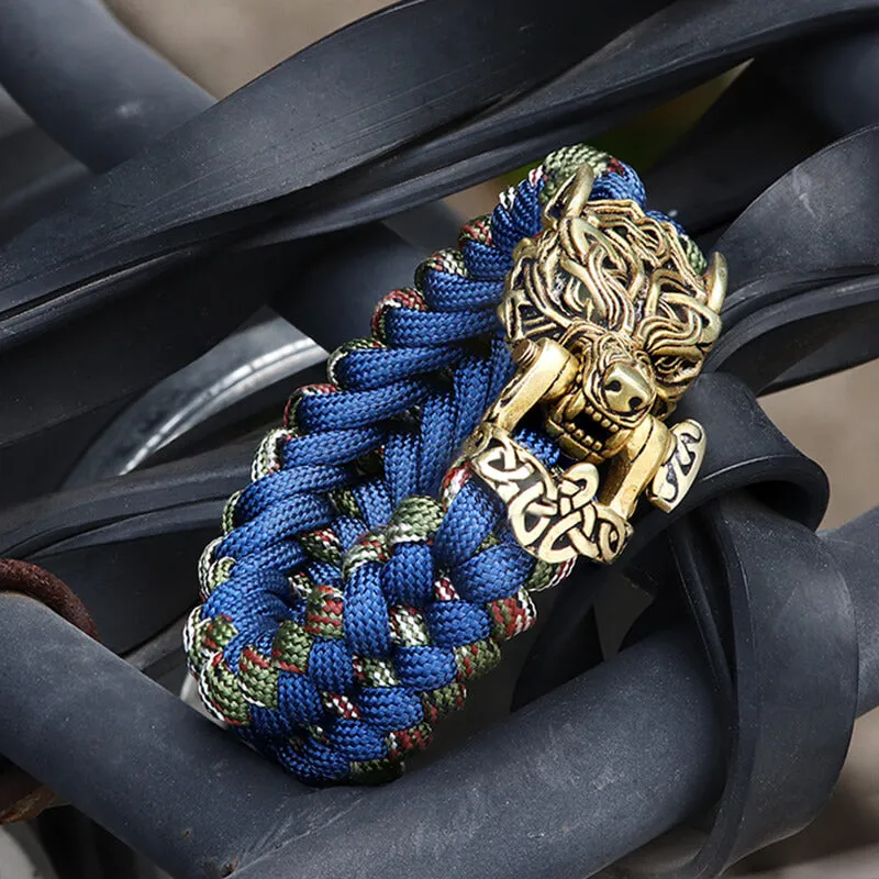 Celtic Wolf Brass Paracord Bracelet sold by GTHIC