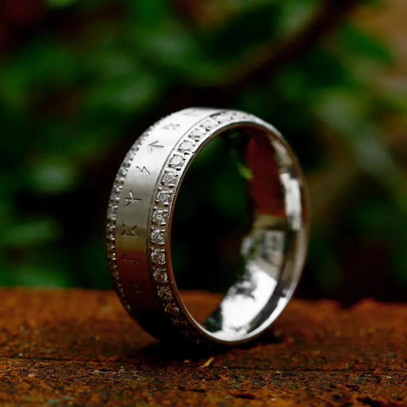 Viking Runes Gem-set Stainless Steel Band Ring sold by GTHIC product image thumbnail 3