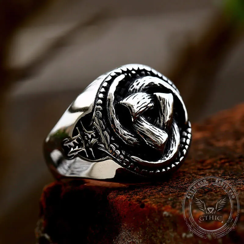 Triskele Horns of Odin Stainless Steel Viking Ring sold by GTHIC product image thumbnail 4