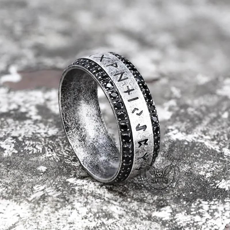 Viking Runes Gem-set Stainless Steel Band Ring sold by GTHIC product image thumbnail 5