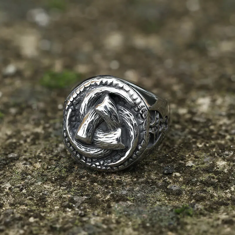 Triskele Horns of Odin Stainless Steel Viking Ring sold by GTHIC