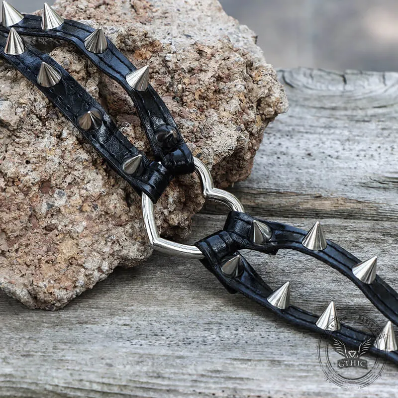 Punk Rivets Heart Leather Choker Necklace sold by GTHIC product image thumbnail 3