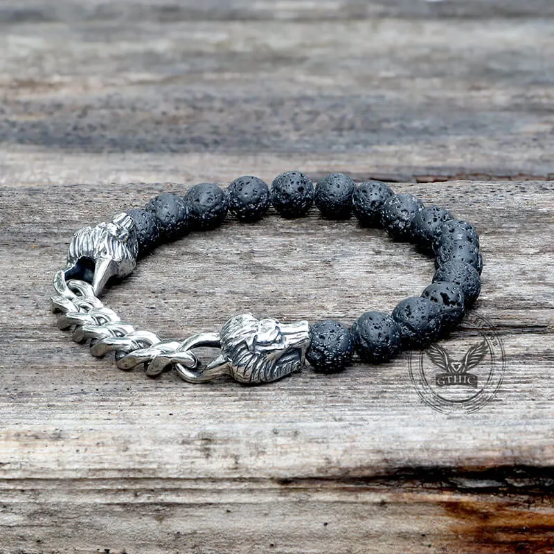 Dragon Head Volcanic Stone Stainless Steel Bead Bracelet sold by GTHIC product image thumbnail 4