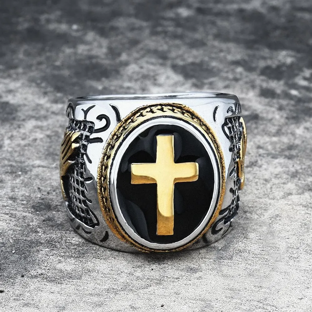 Retro Cross Stainless Steel Religious Ring sold by GTHIC