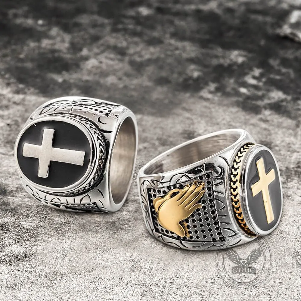 Retro Cross Stainless Steel Religious Ring sold by GTHIC product image thumbnail 3