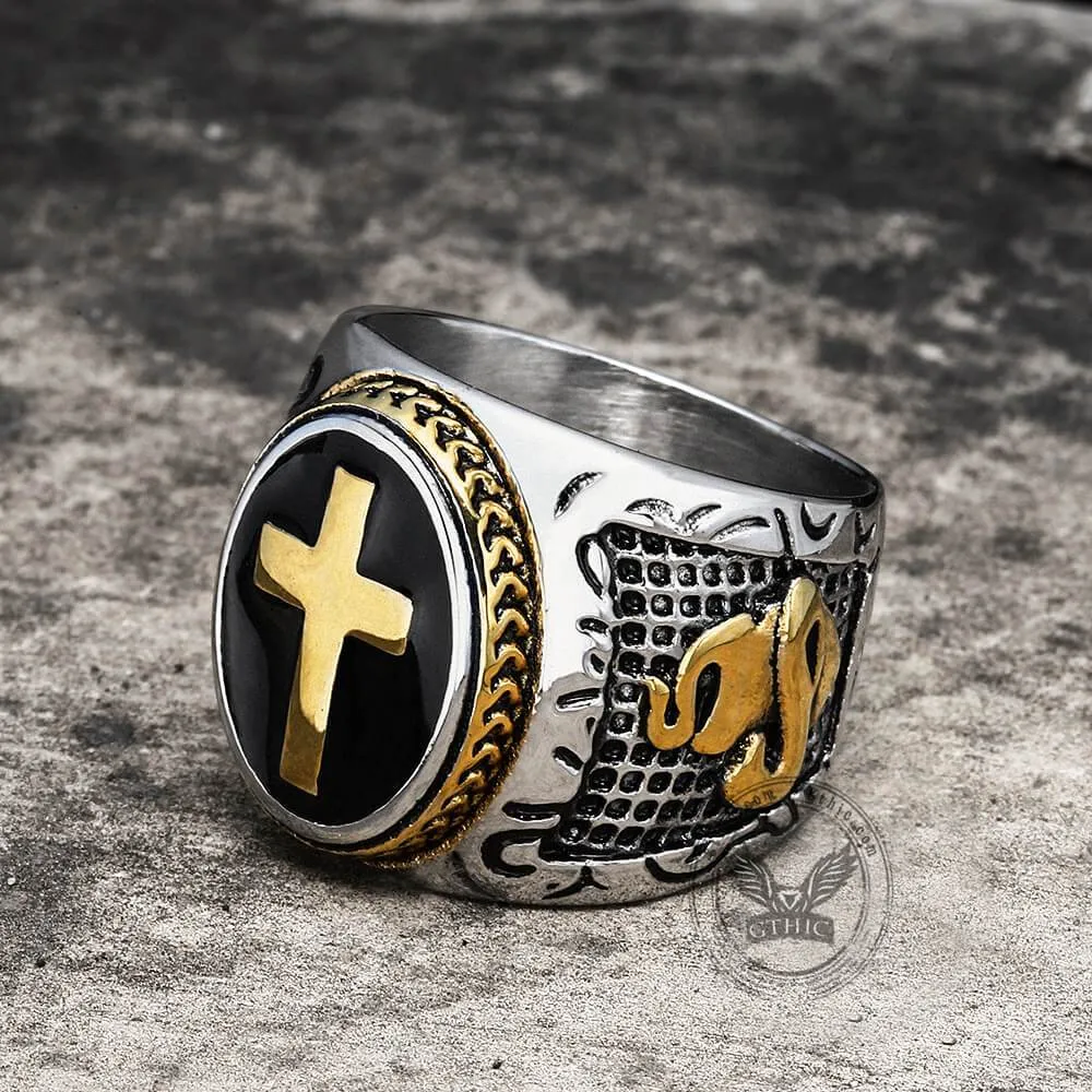 Retro Cross Stainless Steel Religious Ring sold by GTHIC product image thumbnail 4