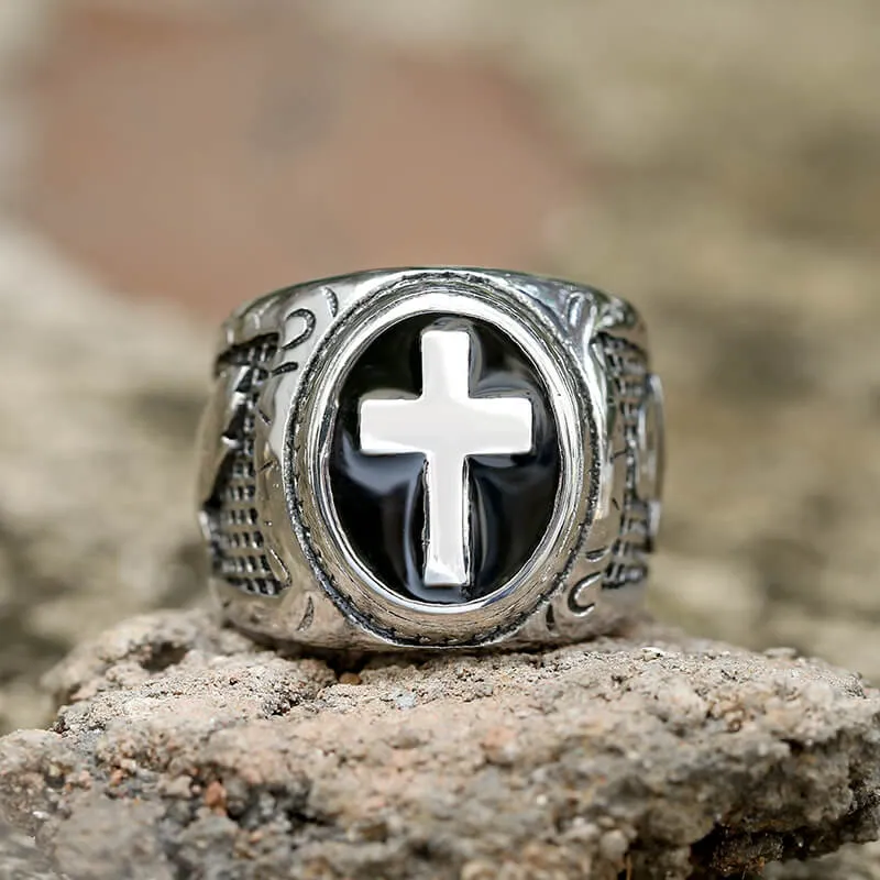 Retro Cross Stainless Steel Religious Ring sold by GTHIC product image thumbnail 5