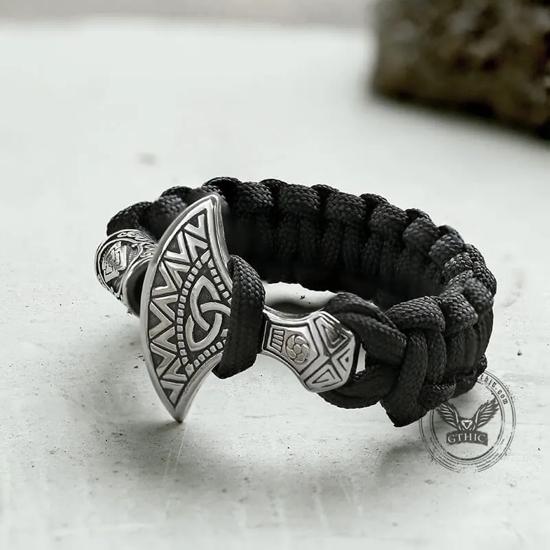 Viking Axe Valknut Stainless Steel Paracord Bracelet sold by GTHIC product image thumbnail 4