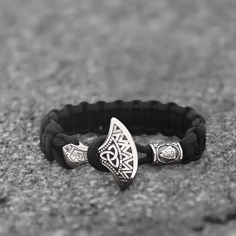 Viking Axe Valknut Stainless Steel Paracord Bracelet sold by GTHIC