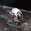 Ruby & Sapphire Eye Stainless Steel Skull Ring sold by GTHIC