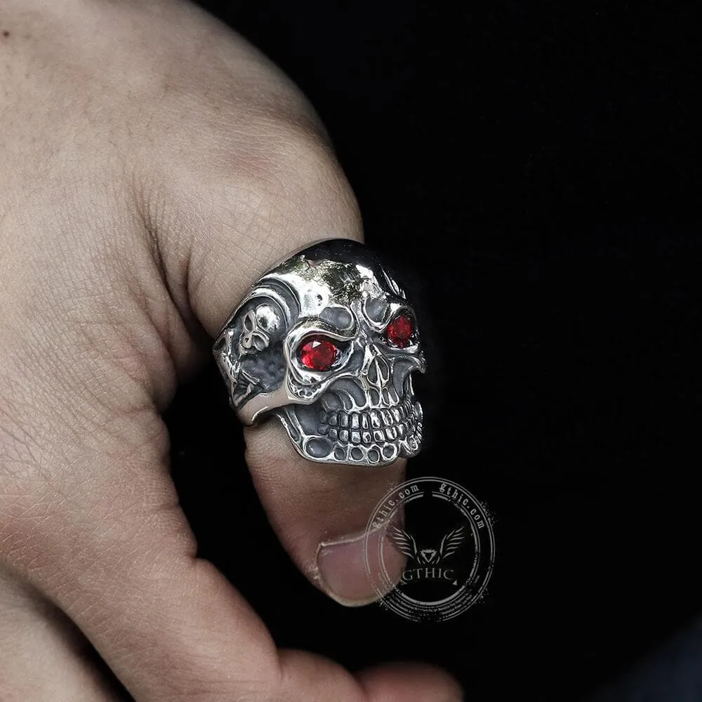 Ruby & Sapphire Eye Stainless Steel Skull Ring sold by GTHIC product image thumbnail 2