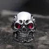 Ruby & Sapphire Eye Stainless Steel Skull Ring sold by GTHIC