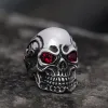 Ruby & Sapphire Eye Stainless Steel Skull Ring sold by GTHIC