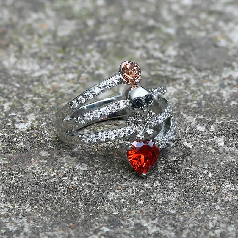 Diamond Skull Rose Brass Engagement Ring sold by GTHIC product image thumbnail 4