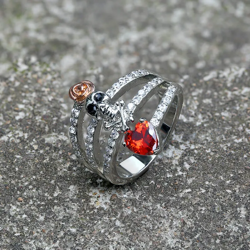 Diamond Skull Rose Brass Engagement Ring sold by GTHIC