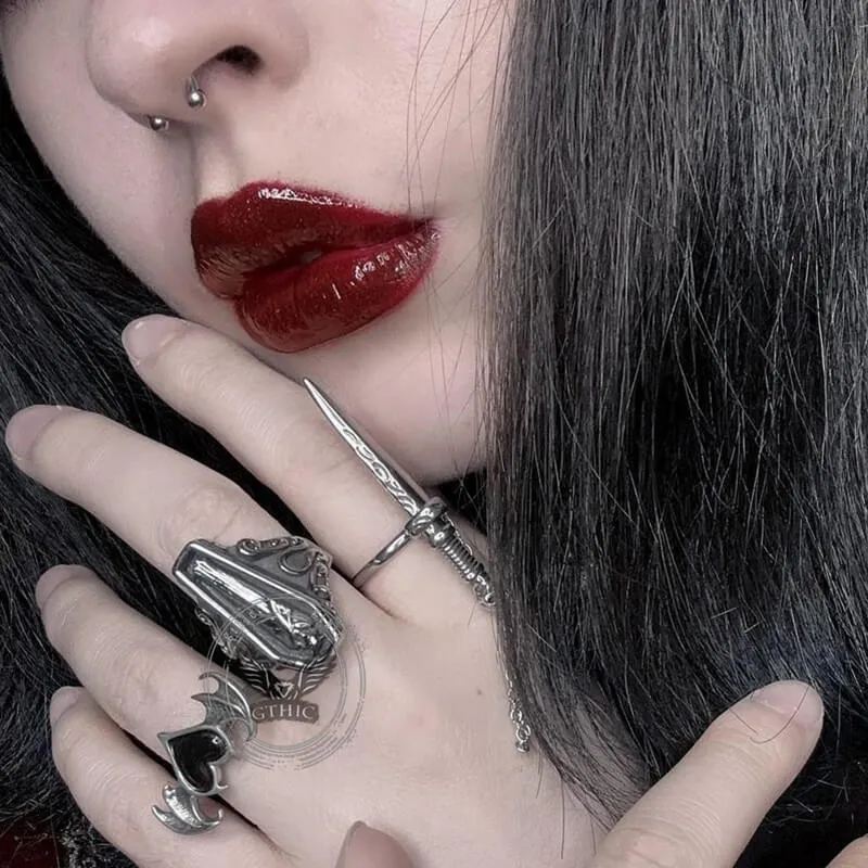 Gothic Sword Hollow Rope Stainless Steel Ring Set sold by GTHIC product image thumbnail 3