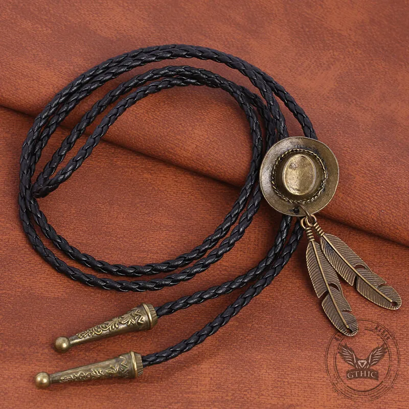 Vintage Western Cowboy Hat Feather Alloy Bolo Tie sold by GTHIC product image thumbnail 4