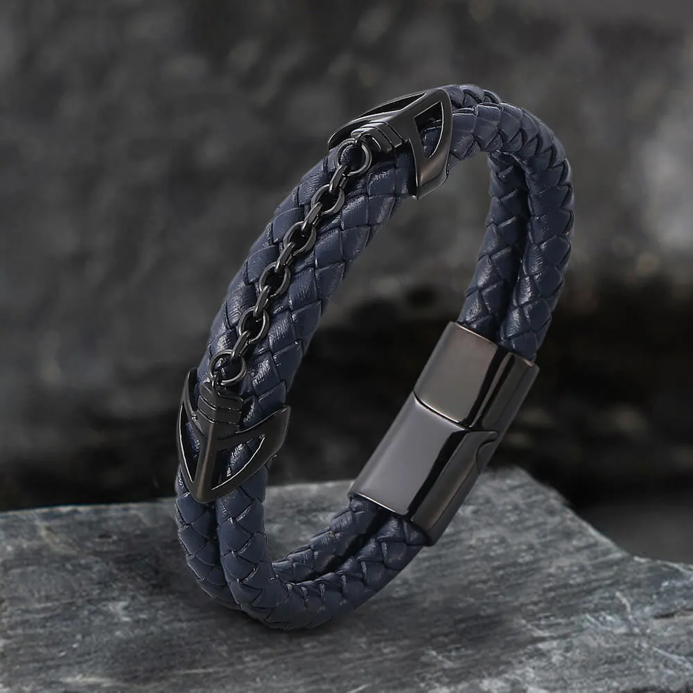 Double-Layer Braided Stainless Steel Leather Bracelet sold by GTHIC product image thumbnail 2