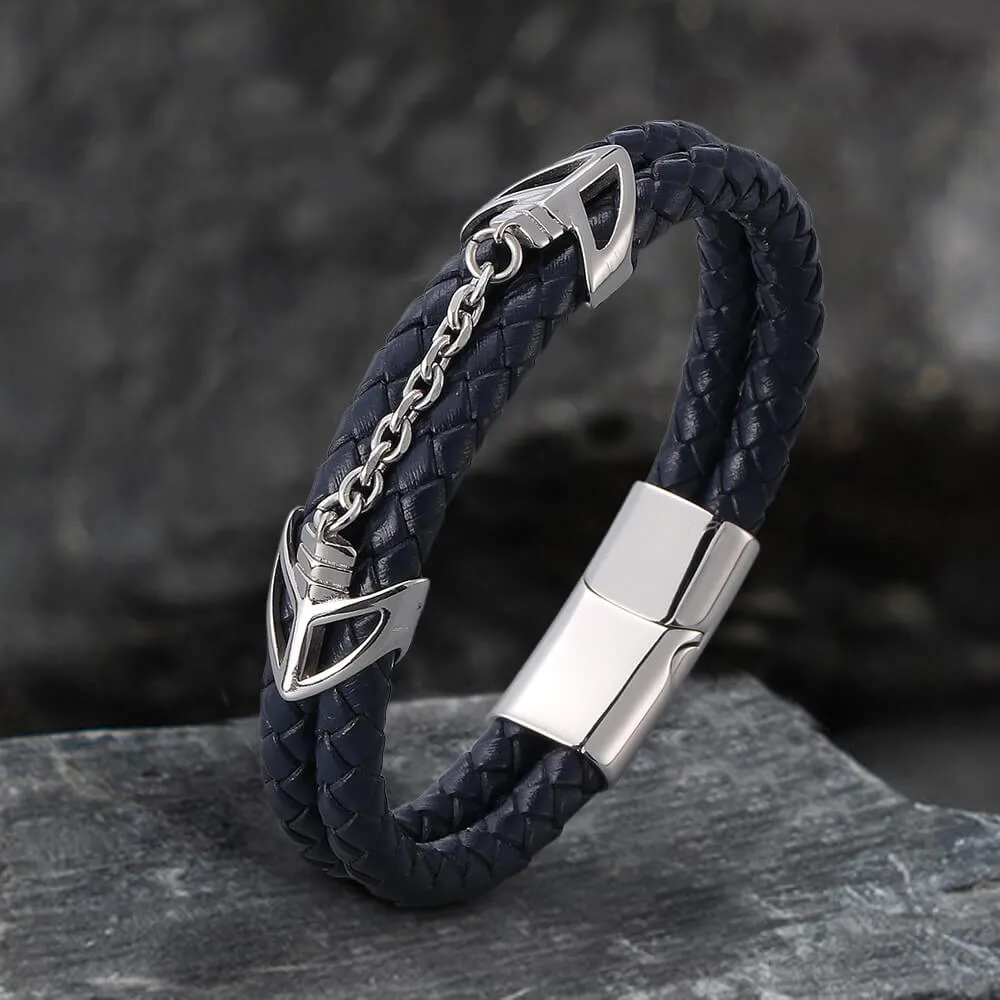 Double-Layer Braided Stainless Steel Leather Bracelet sold by GTHIC product image thumbnail 5