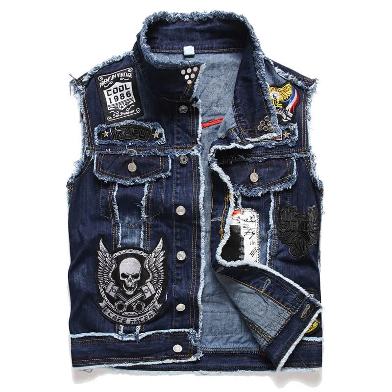 Live To Ride Denim Cotton Biker Vest sold by GTHIC product image thumbnail 2