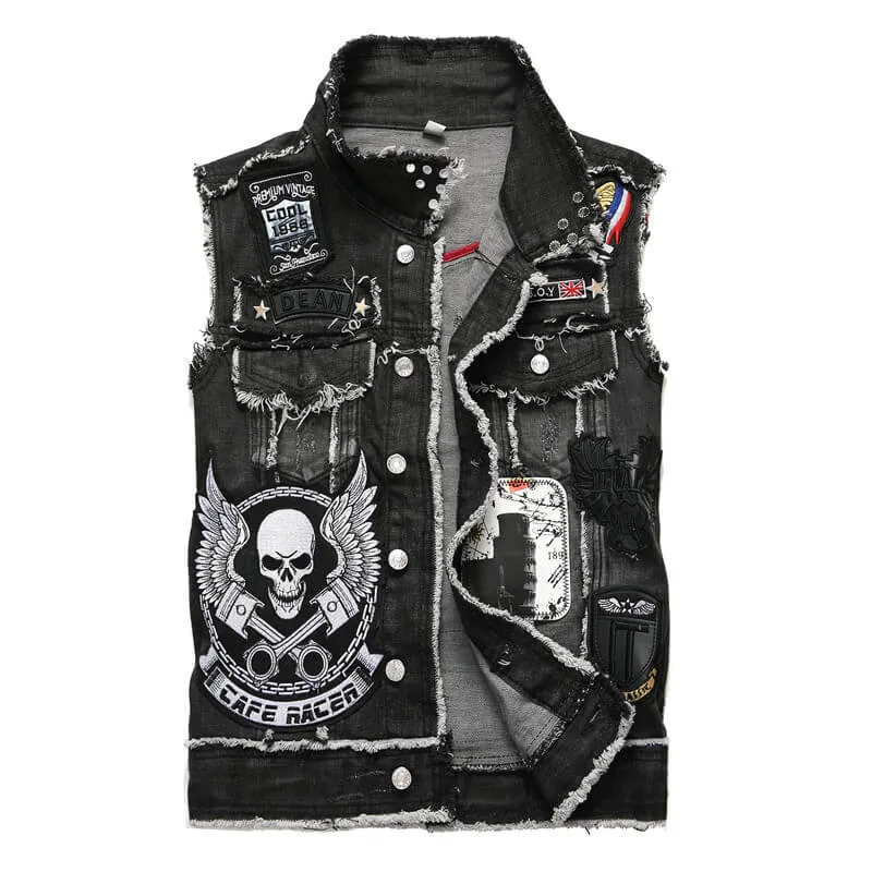 Live To Ride Denim Cotton Biker Vest sold by GTHIC
