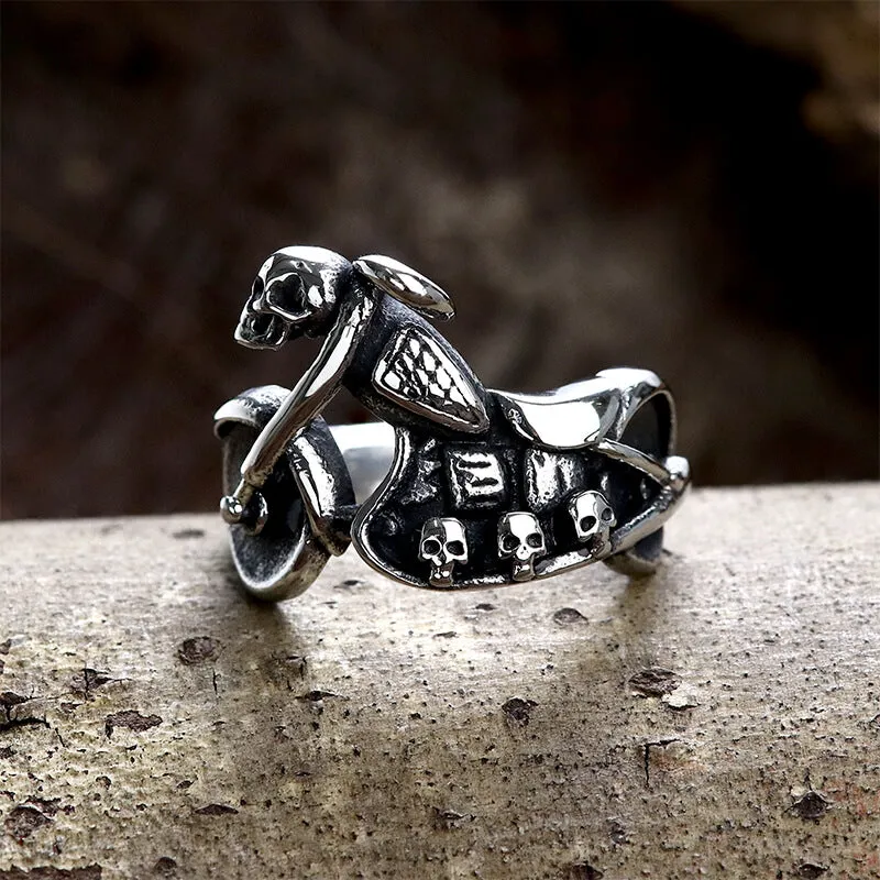 Motorcycle Skull Stainless Steel Biker Ring sold by GTHIC
