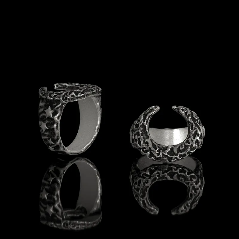 Crescent Moon And Star Sterling Silver Ring sold by GTHIC