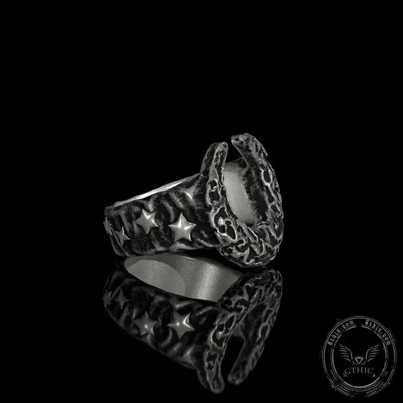 Crescent Moon And Star Sterling Silver Ring sold by GTHIC product image thumbnail 4