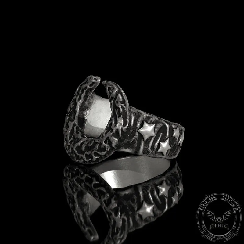 Crescent Moon And Star Sterling Silver Ring sold by GTHIC product image thumbnail 3