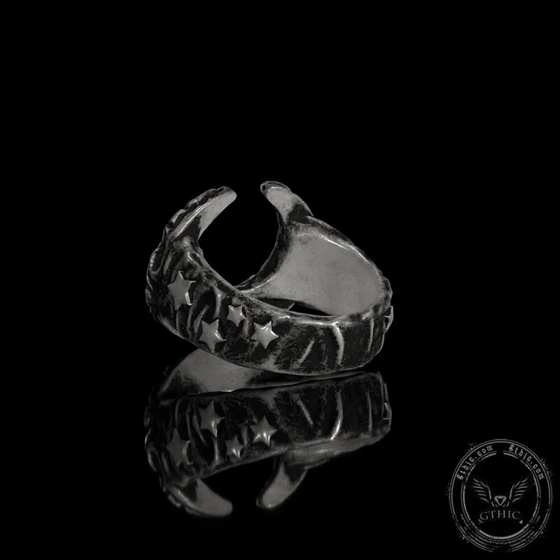 Crescent Moon And Star Sterling Silver Ring sold by GTHIC product image thumbnail 5