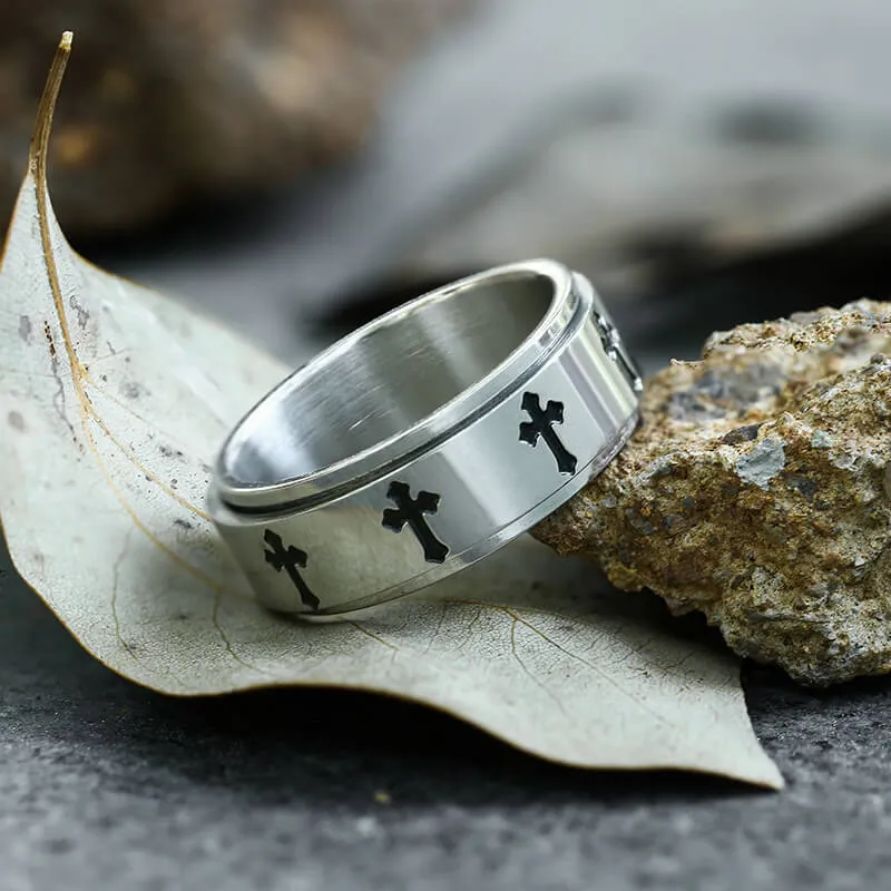 Simple Cross Stainless Steel Spinner Ring sold by GTHIC