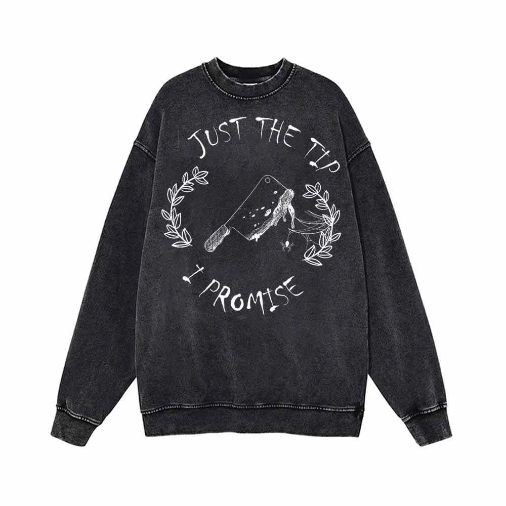 Horror Just The Tip Vintage Washed Hoodie Sweatshirt sold by GTHIC product image thumbnail 2