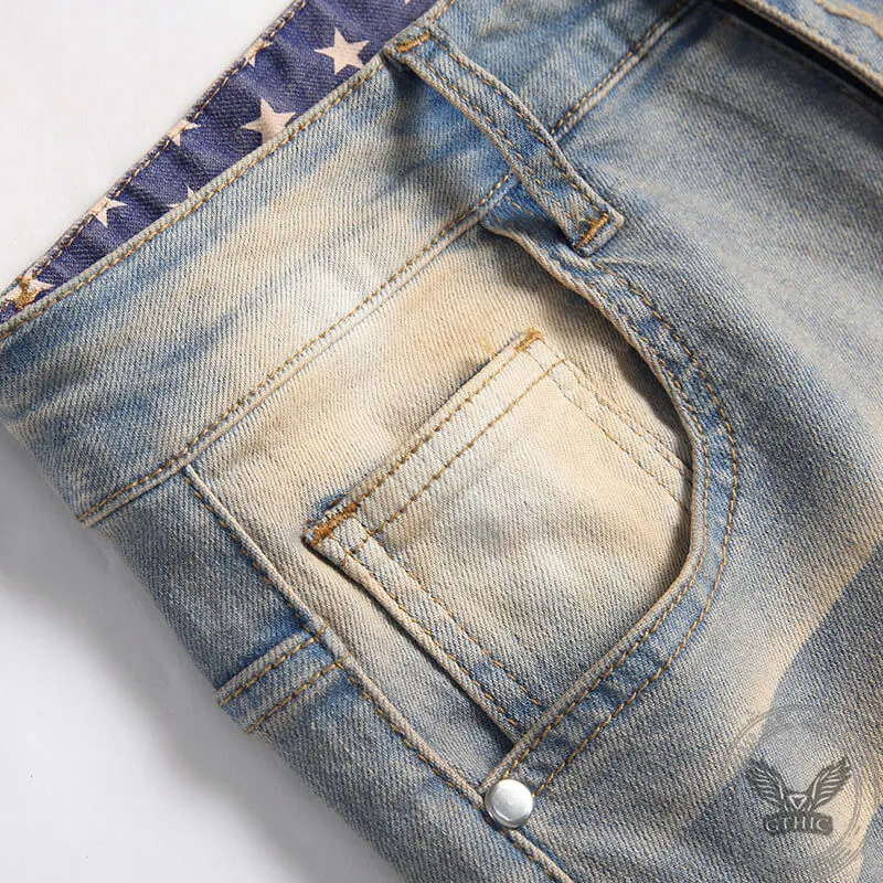 Star Patch Print Cotton Men's Punk Pants sold by GTHIC product image thumbnail 5