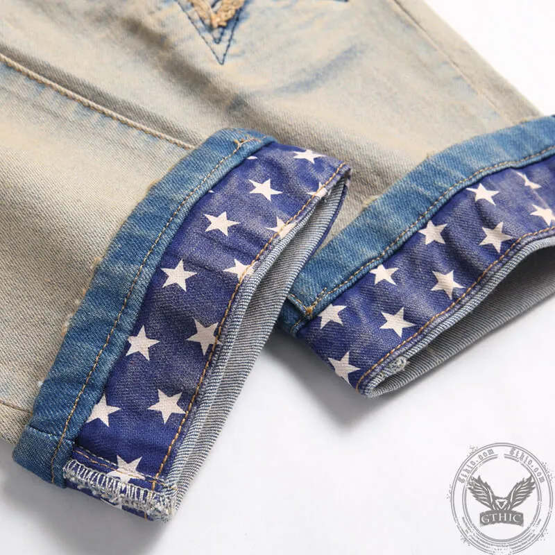 Star Patch Print Cotton Men's Punk Pants sold by GTHIC product image thumbnail 4