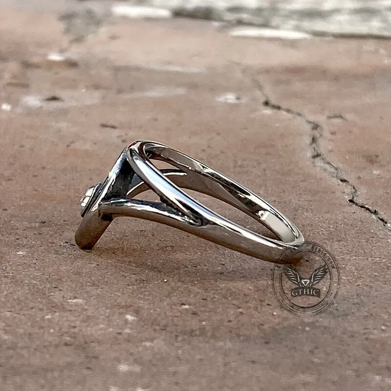 Simple Hollow Triangle Rhinestone Stainless Steel Ring sold by GTHIC product image thumbnail 4