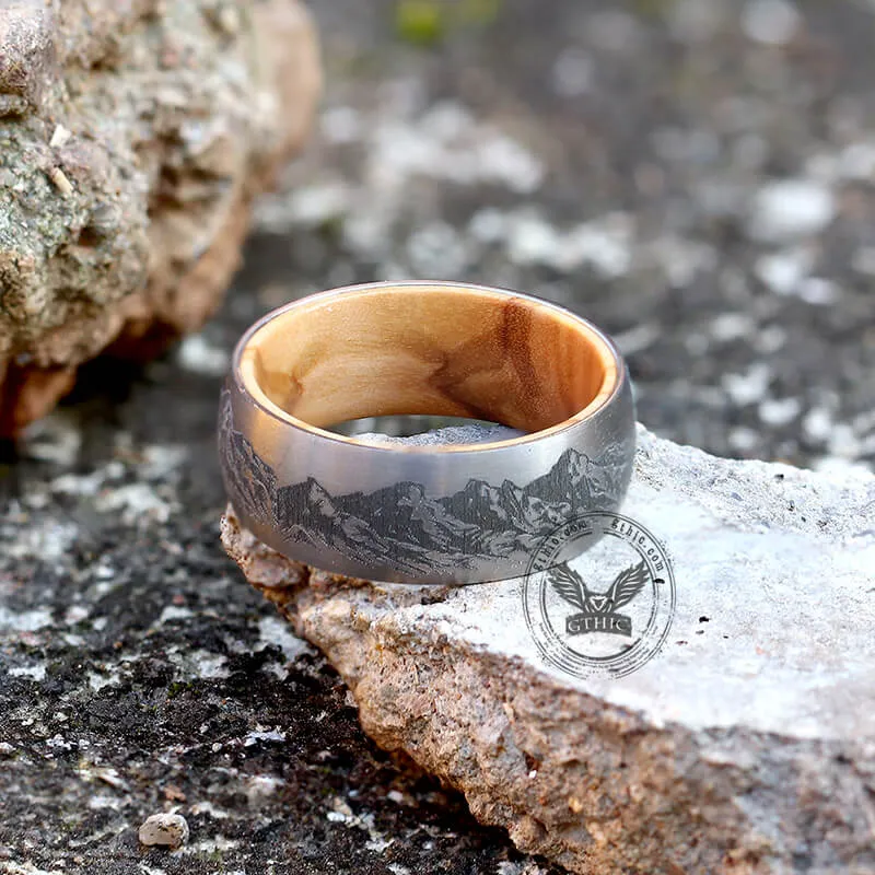 Mountain Scene Titanium Wooden Ring sold by GTHIC product image thumbnail 3