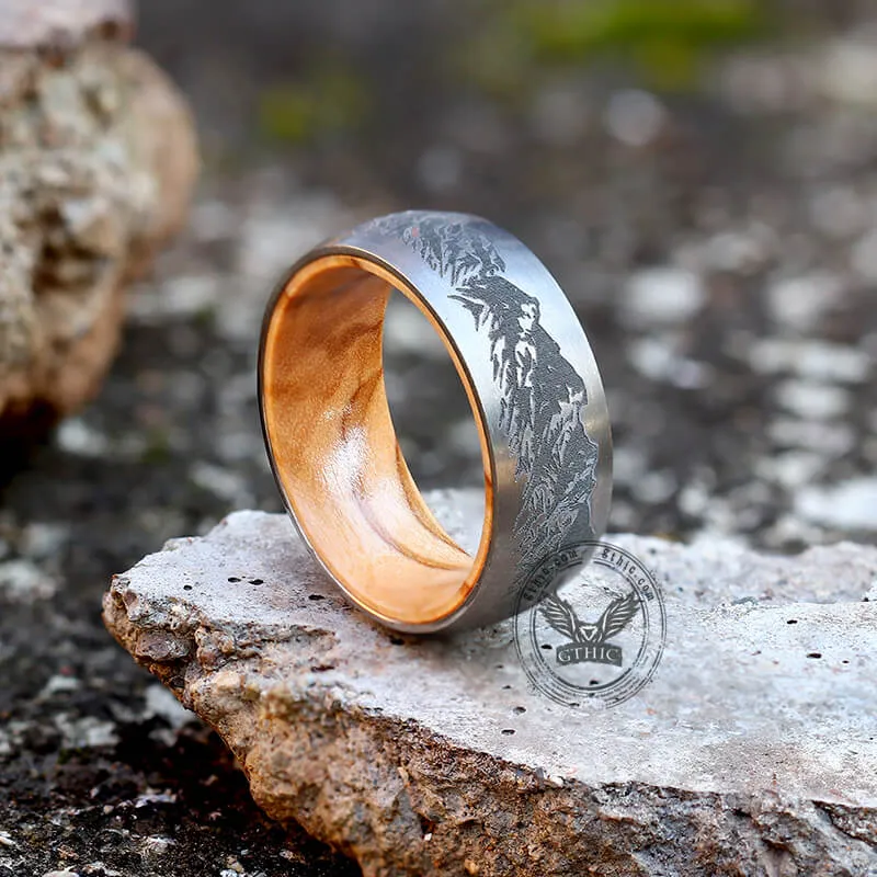 Mountain Scene Titanium Wooden Ring sold by GTHIC