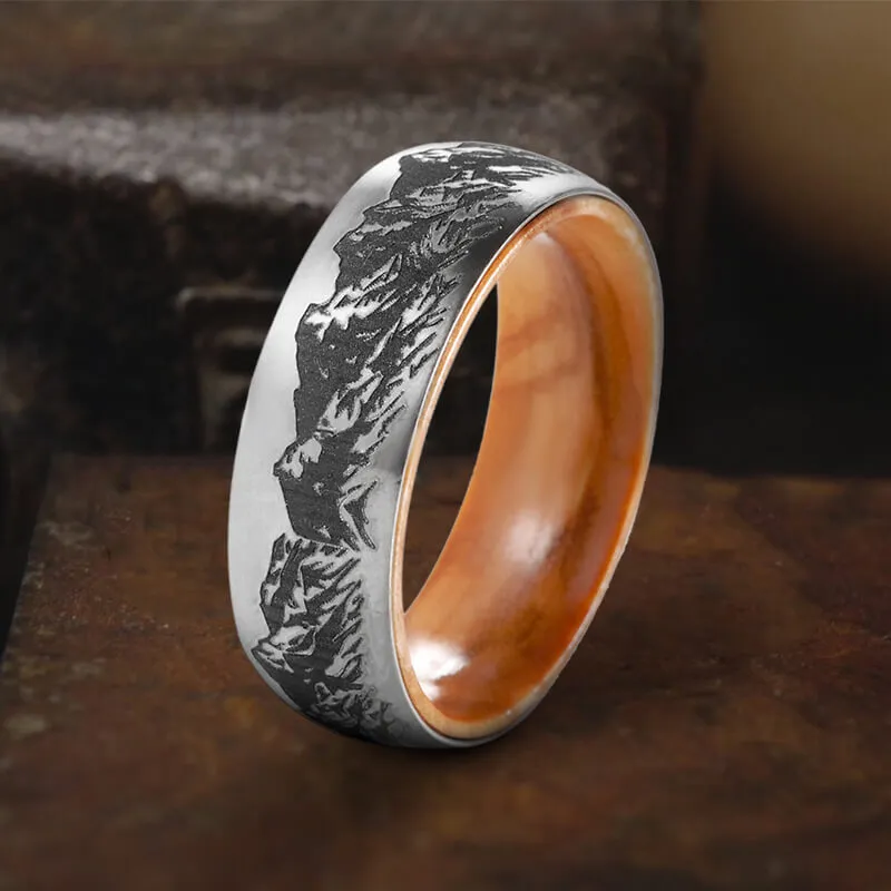 Mountain Scene Titanium Wooden Ring sold by GTHIC product image thumbnail 4