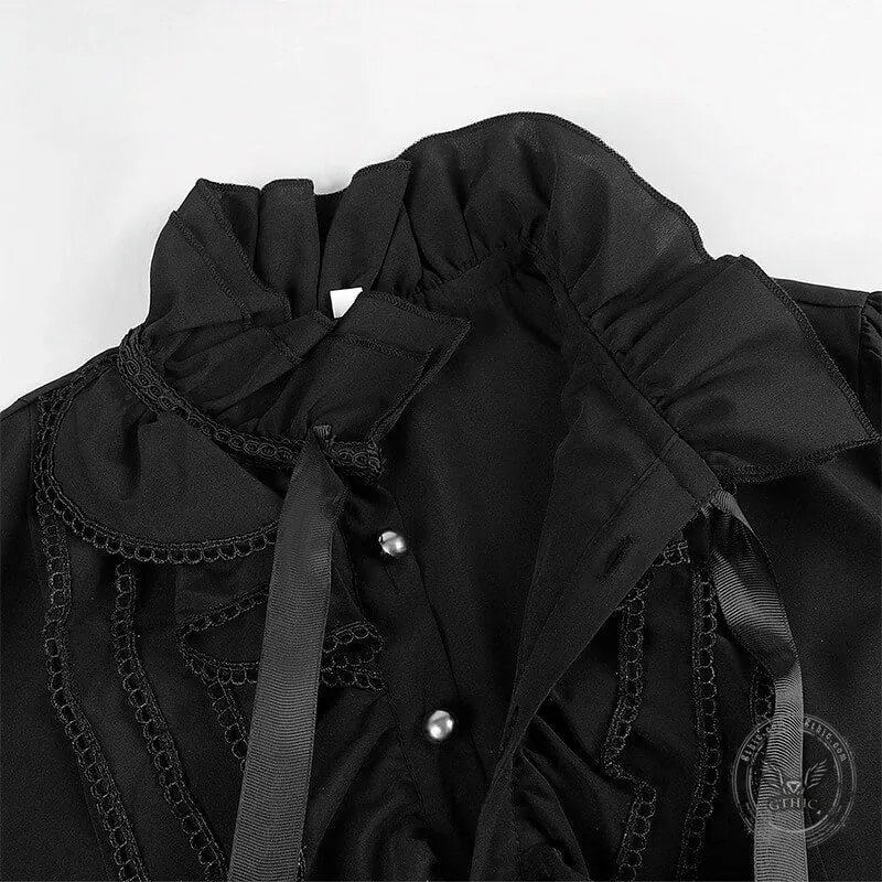 Men's Victorian Ruffled Lace-Up Shirt sold by GTHIC product image thumbnail 5