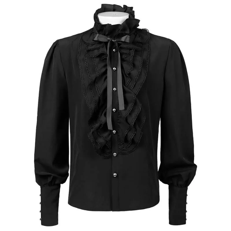 Men's Victorian Ruffled Lace-Up Shirt sold by GTHIC