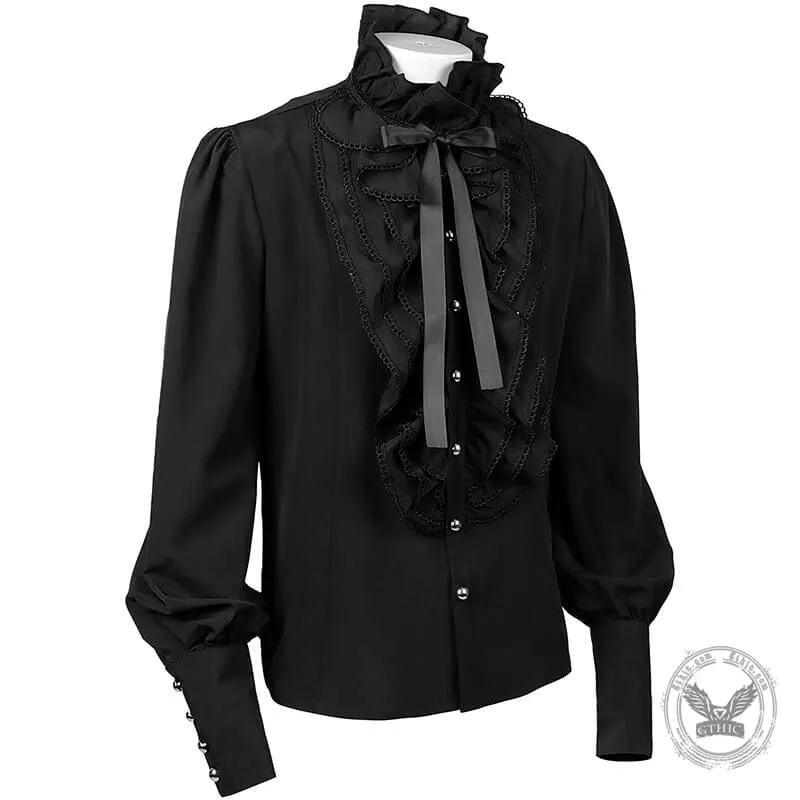 Men's Victorian Ruffled Lace-Up Shirt sold by GTHIC product image thumbnail 2