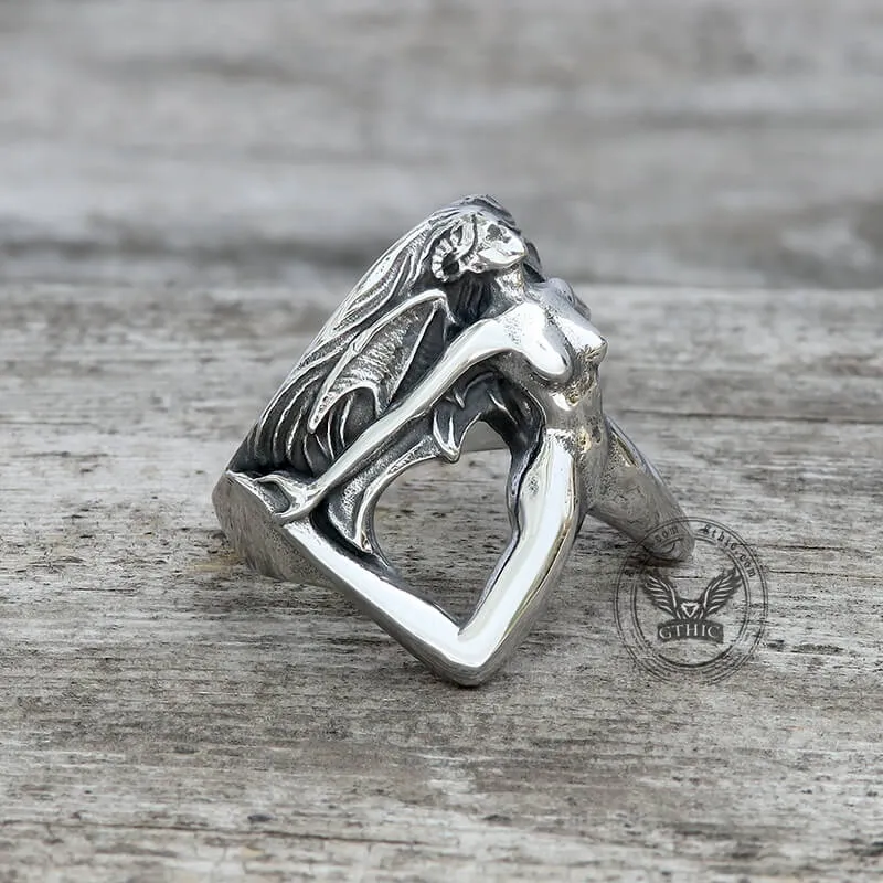 Demon Girl Stainless Steel Goth Ring sold by GTHIC product image thumbnail 4