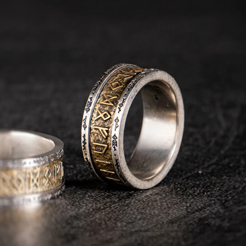 Viking Runes Sterling Silver Inlaid Brass Ring sold by GTHIC