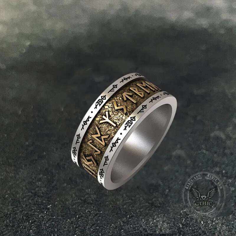 Viking Runes Sterling Silver Inlaid Brass Ring sold by GTHIC product image thumbnail 4