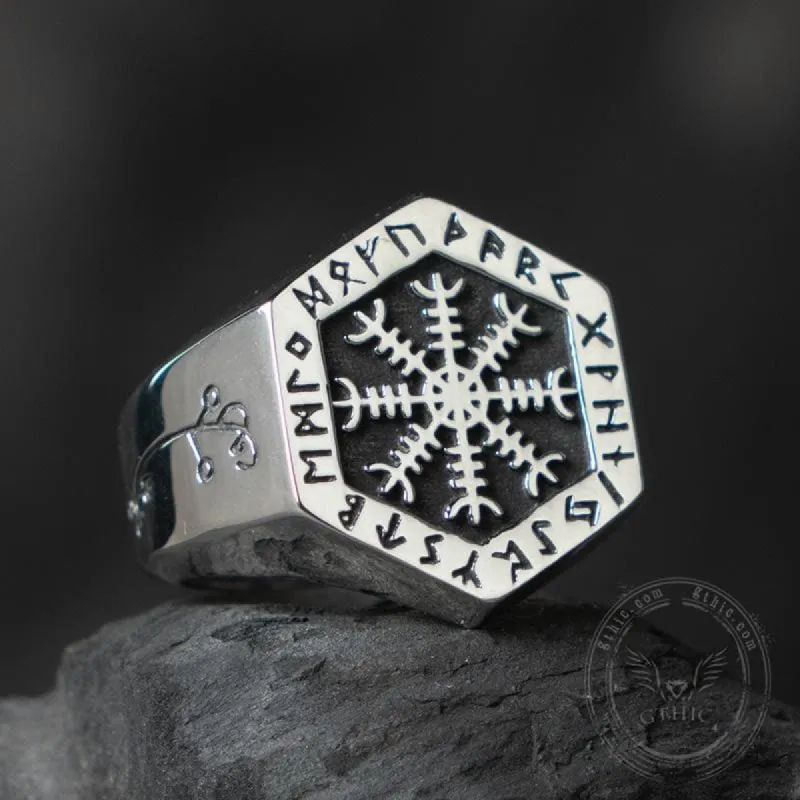 Ægishjálmr Stainless Steel Viking Ring sold by GTHIC